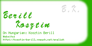 berill kosztin business card